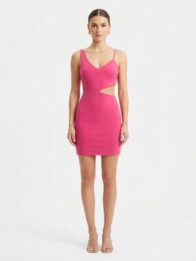 Hours Hot Pink Cutout Bodycon Mini Dress Cocktail Party Size M  Date Edgy Chic